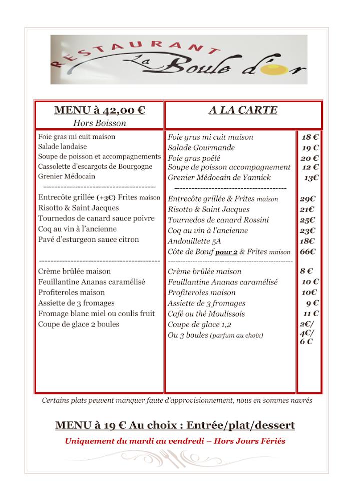 La boule d’Or - Menu Image 1